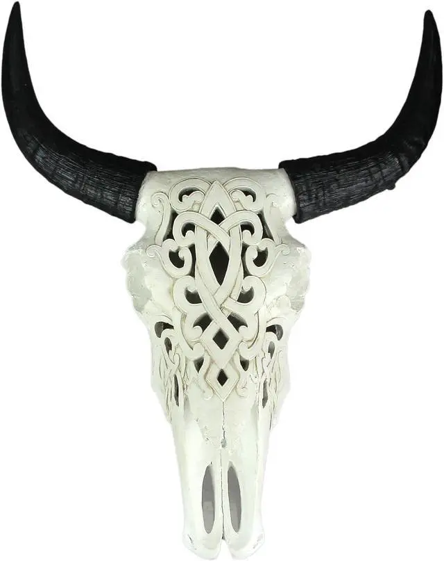 Main image of Tribal Steer Skull Cut-Out Design Wall Hanging 19 Inches High Western Decor