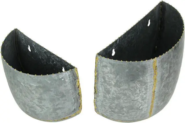 Alt view image 2 of 5 - Vintage Look Galvanized Finish Metal Rounded Wall Pocket Set of 2