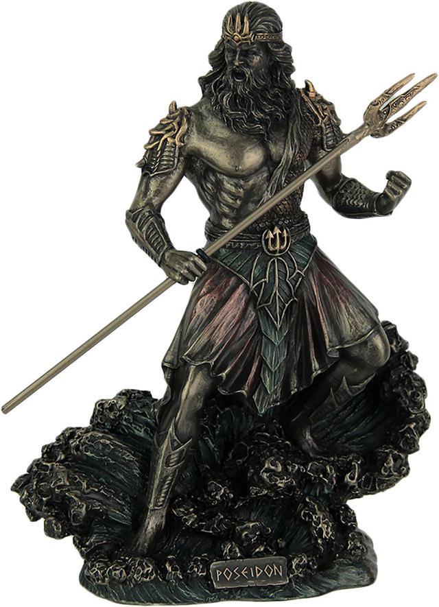 Alt view image 4 of 6 - Metallic Bronze Finish Greek God Poseidon Statue