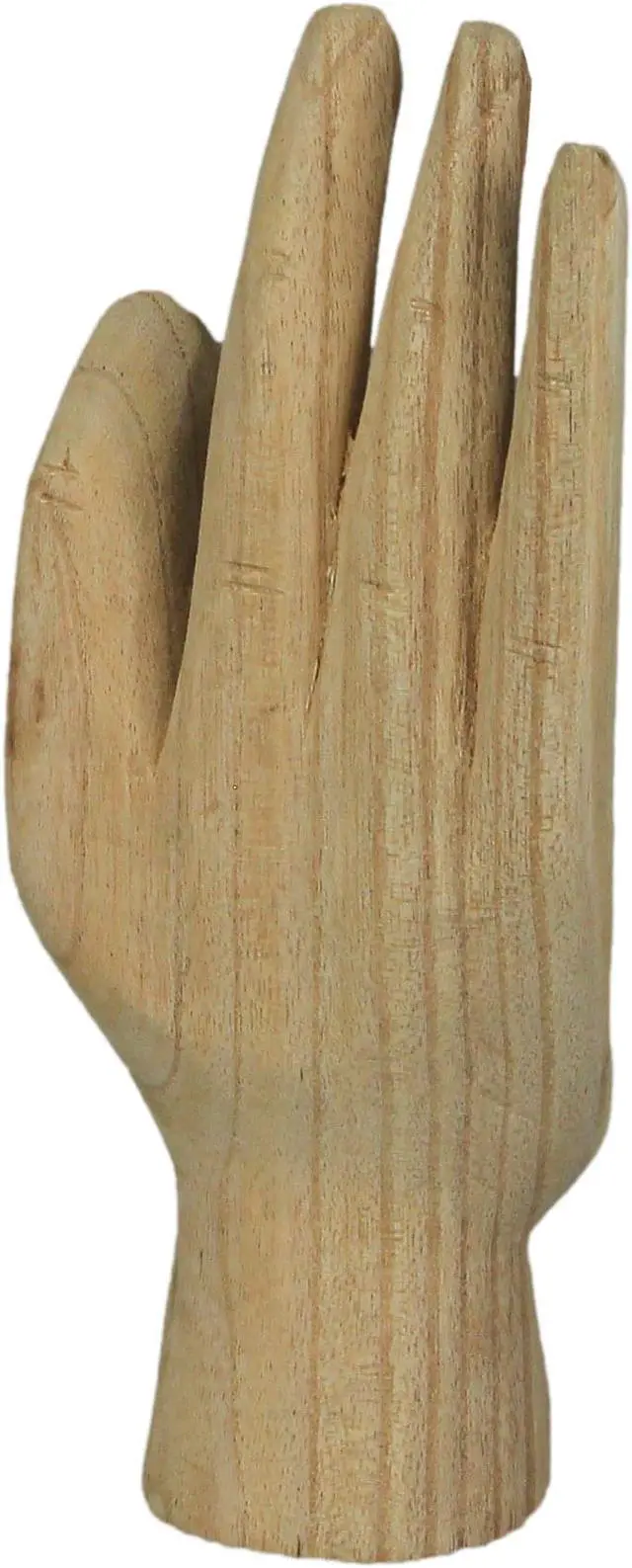 Alt view image 3 of 7 - Hand-Carved Natural Finish Wooden A-OK Hand Gesture Decorative Statue - Symbol of Positivity - Boho Decor Accent - 8 Inches High - Sustainably Crafted