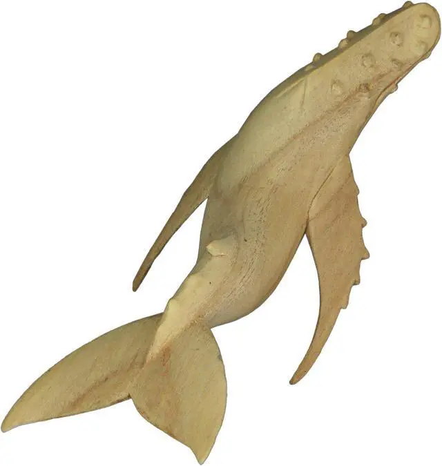 Alt view image 3 of 5 - Marine Life Wooden Sculpture, 12 Inch Hand Carved Humpback Whale