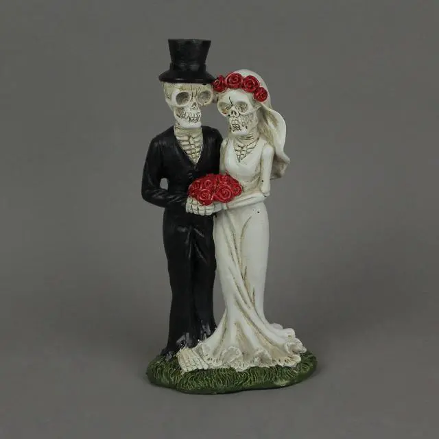 Alt view image 4 of 5 - Love Eternal Skeleton Bride Groom Couple Figurine Wedding Decor Resin Statue