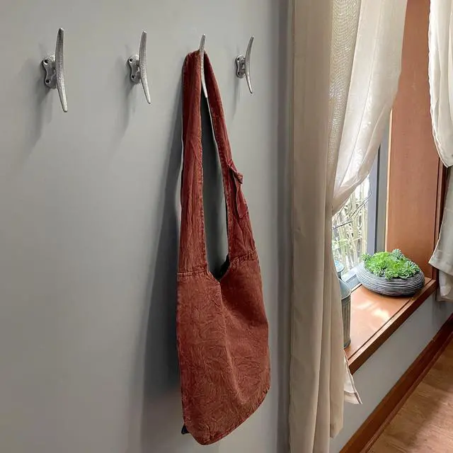 Alt view image 2 of 5 - Set of 4 Metallic Silver Finish Cast Iron Boat Cleat Wall Hooks / Drawer Pulls Cabinet Handles - Nautical or Coastal Décor - Easy Install - 5.75 Inches Long