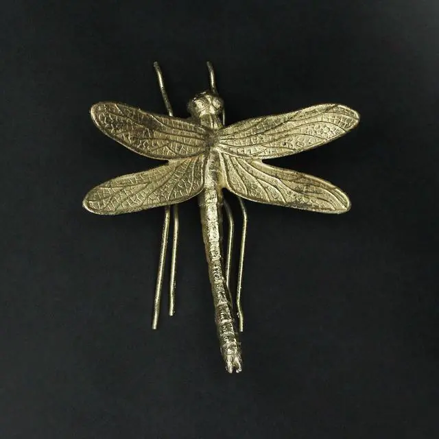 Alt view image 2 of 4 - 7 Inch Resin Gold Dragonfly Painted Sculpture Wall Art Home Decor Hanging Statue