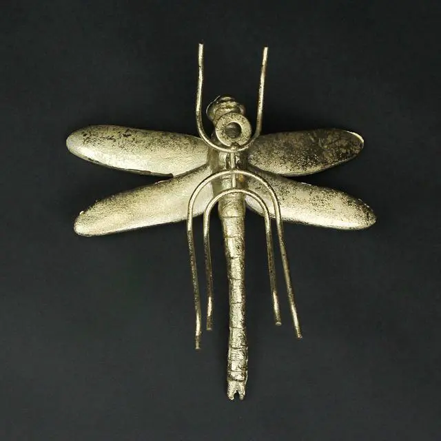 Alt view image 4 of 4 - 7 Inch Resin Gold Dragonfly Painted Sculpture Wall Art Home Decor Hanging Statue