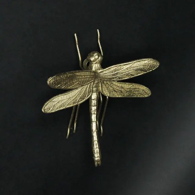 Alt view image 3 of 4 - 7 Inch Resin Gold Dragonfly Painted Sculpture Wall Art Home Decor Hanging Statue