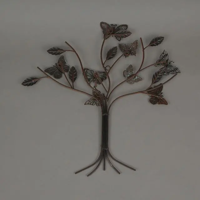 Alt view image 3 of 3 - 15 Inch Metal Rust Butterfly Tree Wall Sculpture Home Decor Hanging Art Statue