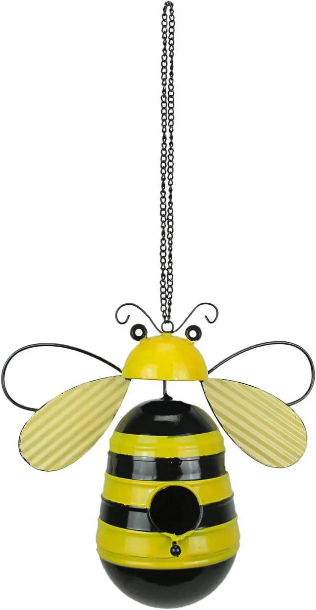 Main image of Metal Bumble Bee Decorative Novelty Hanging Birdhouse Home Garden Patio Decor