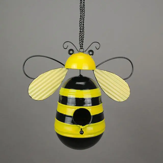 Alt view image 2 of 4 - Metal Bumble Bee Decorative Novelty Hanging Birdhouse Home Garden Patio Decor