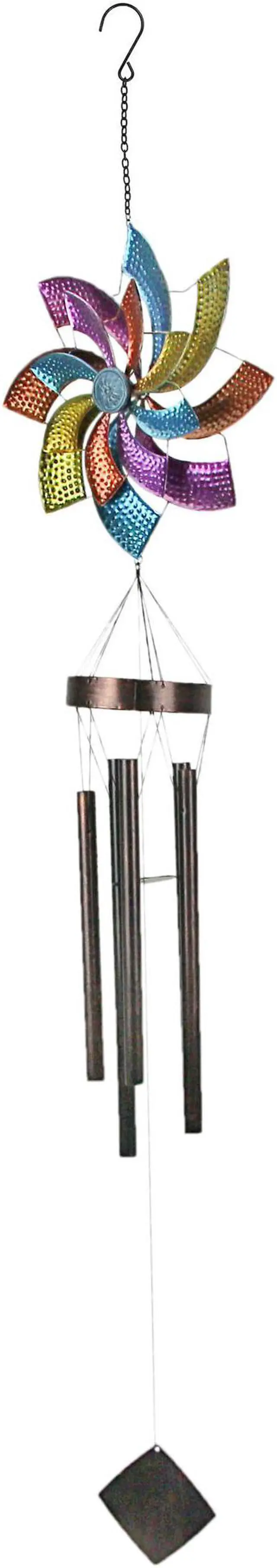 Main image of Metal Multicolor Wedge Wind Spinner Hanging Chimes Outdoor Decor Garden Patio Art