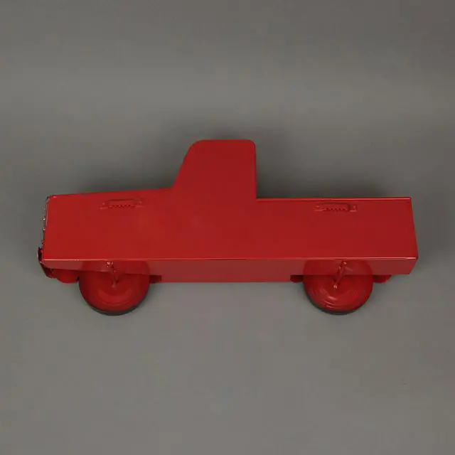 Alt view image 3 of 3 - Metal Red Vintage Pickup Truck Wall Pocket Farmhouse Decor Sculpture 16.25 Inches Long