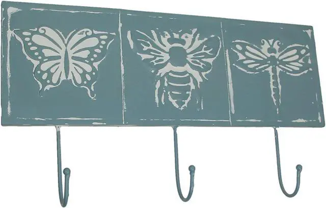 Main image of Blue Metal Vintage Bug Wall Hook Decorative Hanging Coat Towel Rack Home Decor