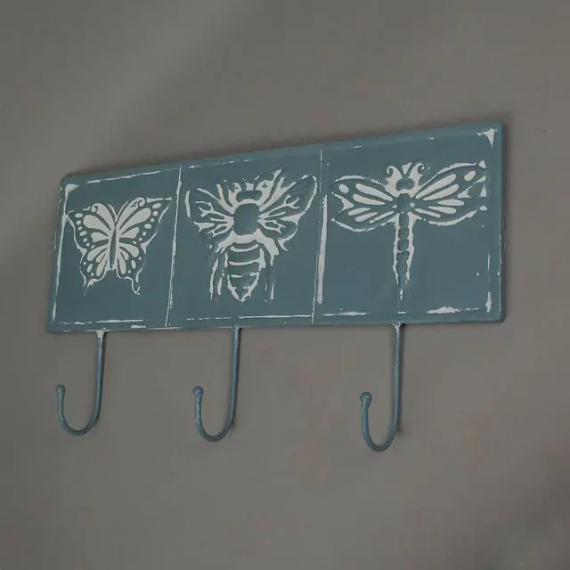 Alt view image 2 of 3 - Blue Metal Vintage Bug Wall Hook Decorative Hanging Coat Towel Rack Home Decor