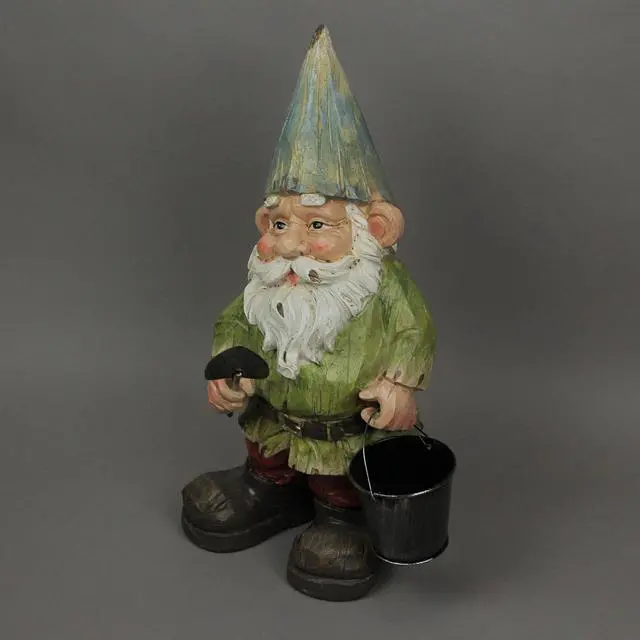 Alt view image 2 of 4 - Garden Gnome Holding Bucket Home Garden Decor Resin Sculpture Lawn Art Yard Decoration 5 Inches High