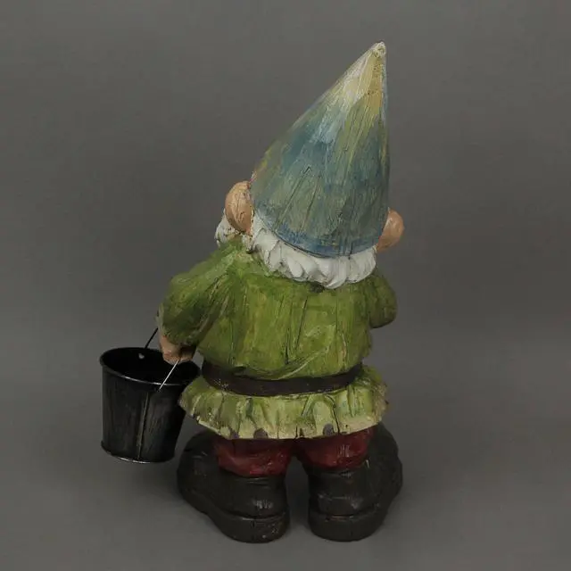 Alt view image 4 of 4 - Garden Gnome Holding Bucket Home Garden Decor Resin Sculpture Lawn Art Yard Decoration 5 Inches High