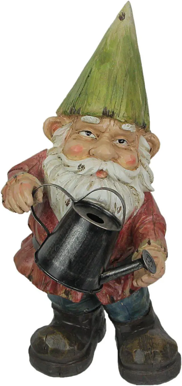 Main image of Garden Gnome With Watering Can Home Garden Decor Resin Sculpture Lawn Yard Decoration 15 Inches High