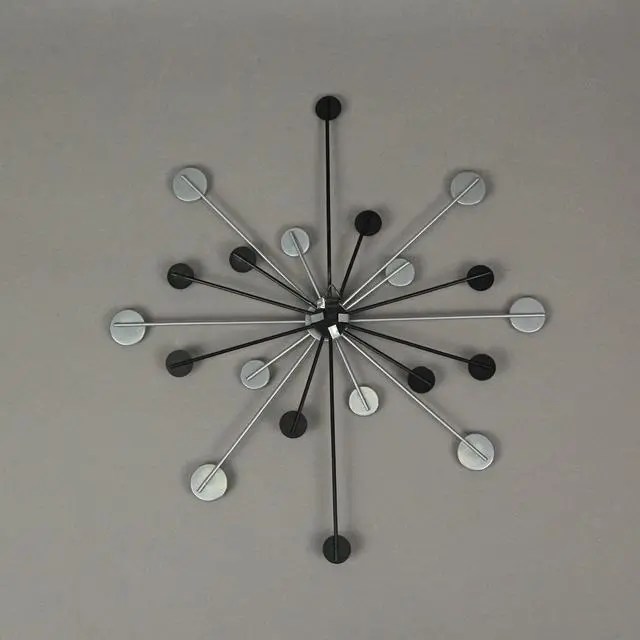 Alt view image 6 of 6 - 3-piece Mid-Century Modern Style Black and Silver Metal Jeweled Atomic Starburst Wall Décor Set - Timeless Elegance - Easy Install - Sparkling Accents For Your Home