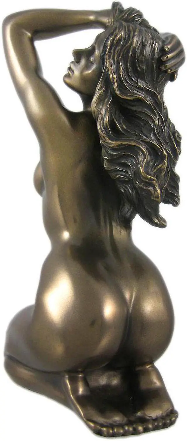 Alt view image 3 of 4 - Bronzed Finish Nude Woman Statue Figure Erotic Art
