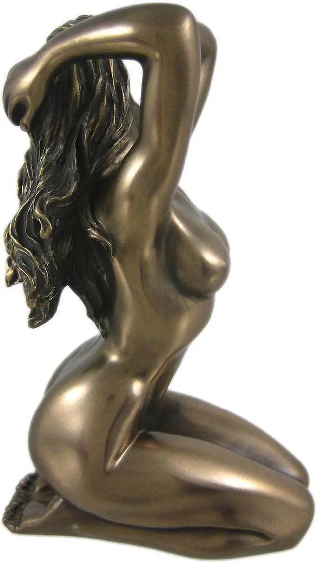 Alt view image 2 of 4 - Bronzed Finish Nude Woman Statue Figure Erotic Art