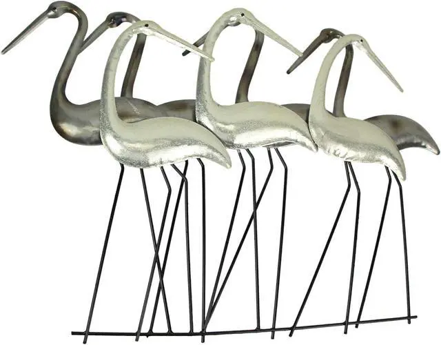 Main image of Metal Flock Of Coastal Birds Wall Art Sculpture Hanging Ocean Beach Home Decor