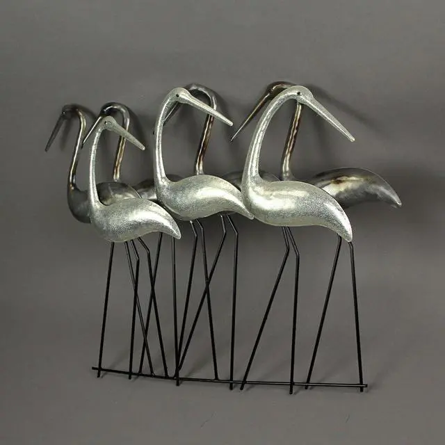 Alt view image 2 of 3 - Metal Flock Of Coastal Birds Wall Art Sculpture Hanging Ocean Beach Home Decor