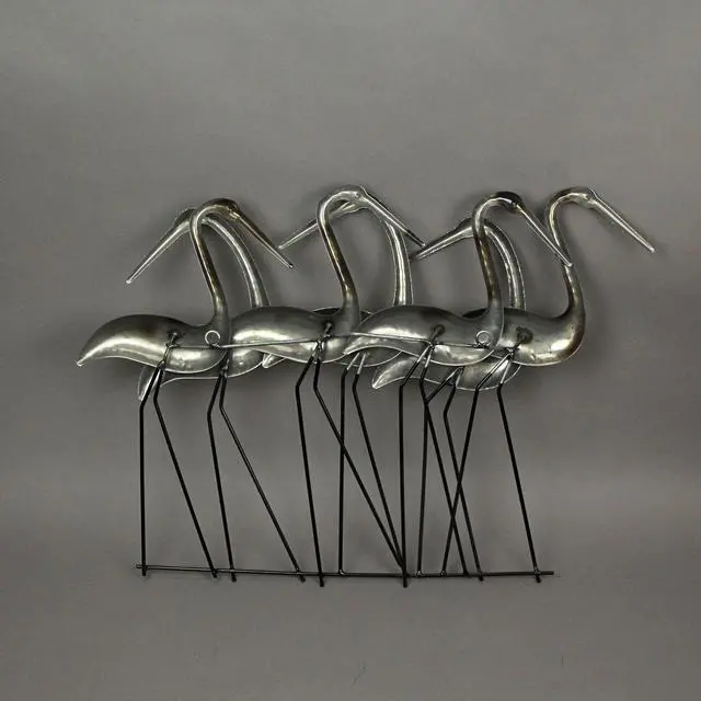 Alt view image 3 of 3 - Metal Flock Of Coastal Birds Wall Art Sculpture Hanging Ocean Beach Home Decor