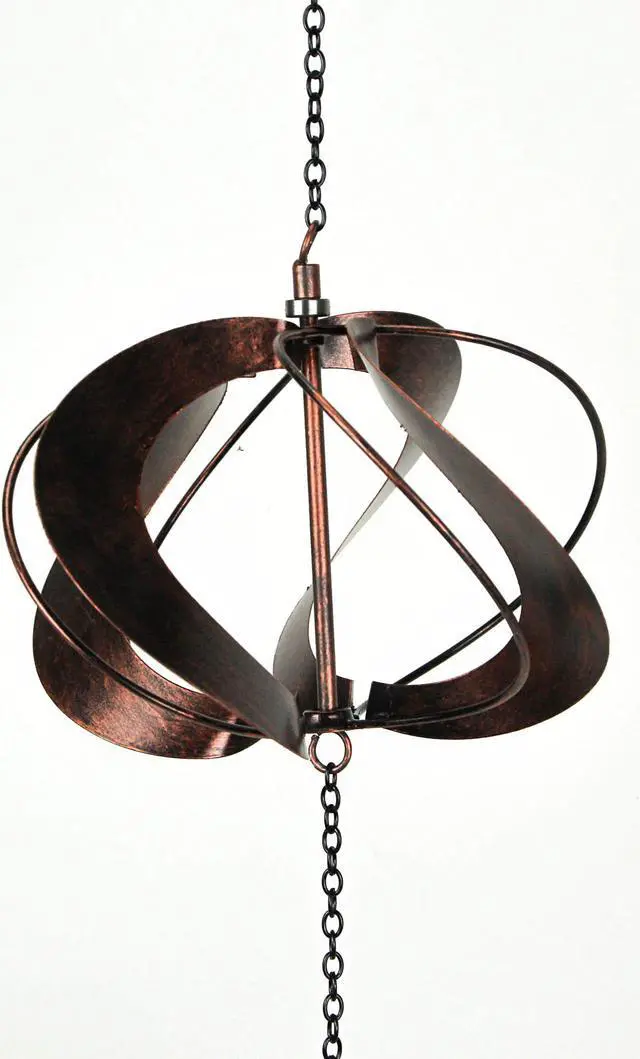 Alt view image 3 of 3 - Metal Copper Dragonfly Wind Spinner Chain Kinetic Garden Sculpture Home Decor