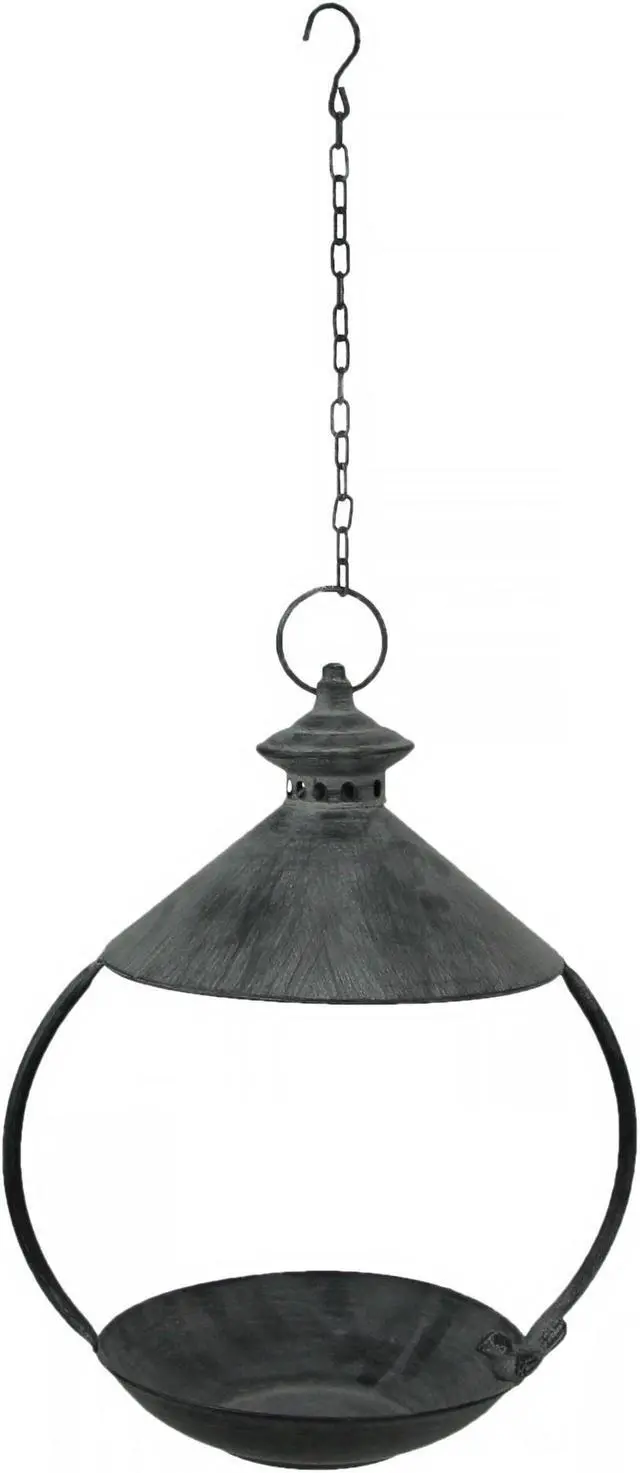 Main image of Metal Rustic Round Hanging Bird Feeder Tray Platform Outdoors Home Garden Decor