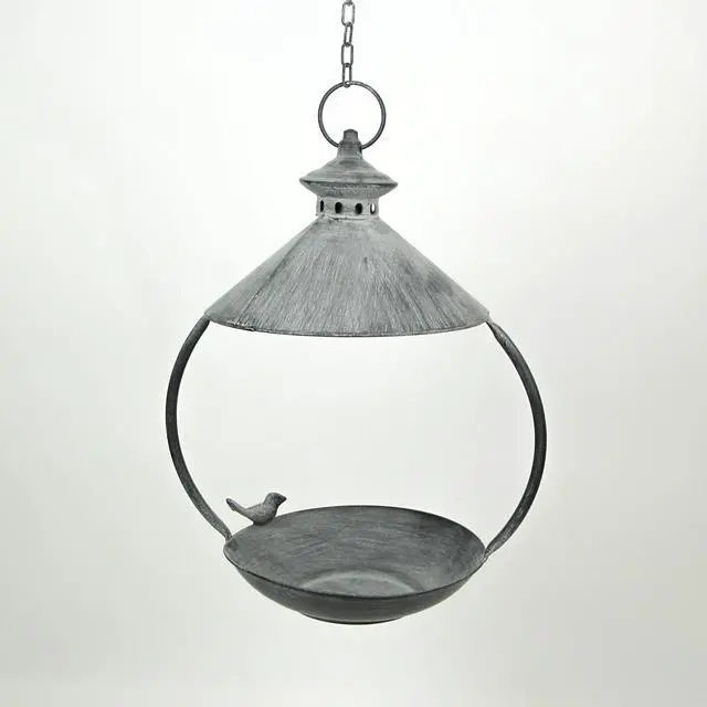 Alt view image 2 of 3 - Metal Rustic Round Hanging Bird Feeder Tray Platform Outdoors Home Garden Decor