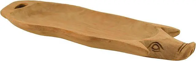 Alt view image 2 of 3 - Hand Carved Pig Shaped Decorative Wooden Serving Tray 15 Inch