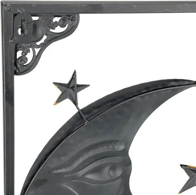Alt view image 7 of 7 - Sun and Moon Wall Sculpture, 30 Inch Wide Metal Art with Stars