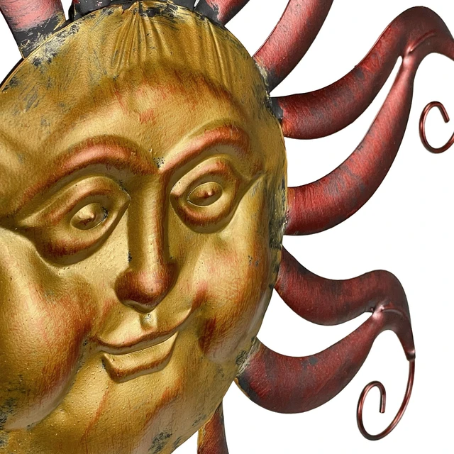 Alt view image 3 of 7 - Sun and Moon Wall Sculpture, 30 Inch Wide Metal Art with Stars