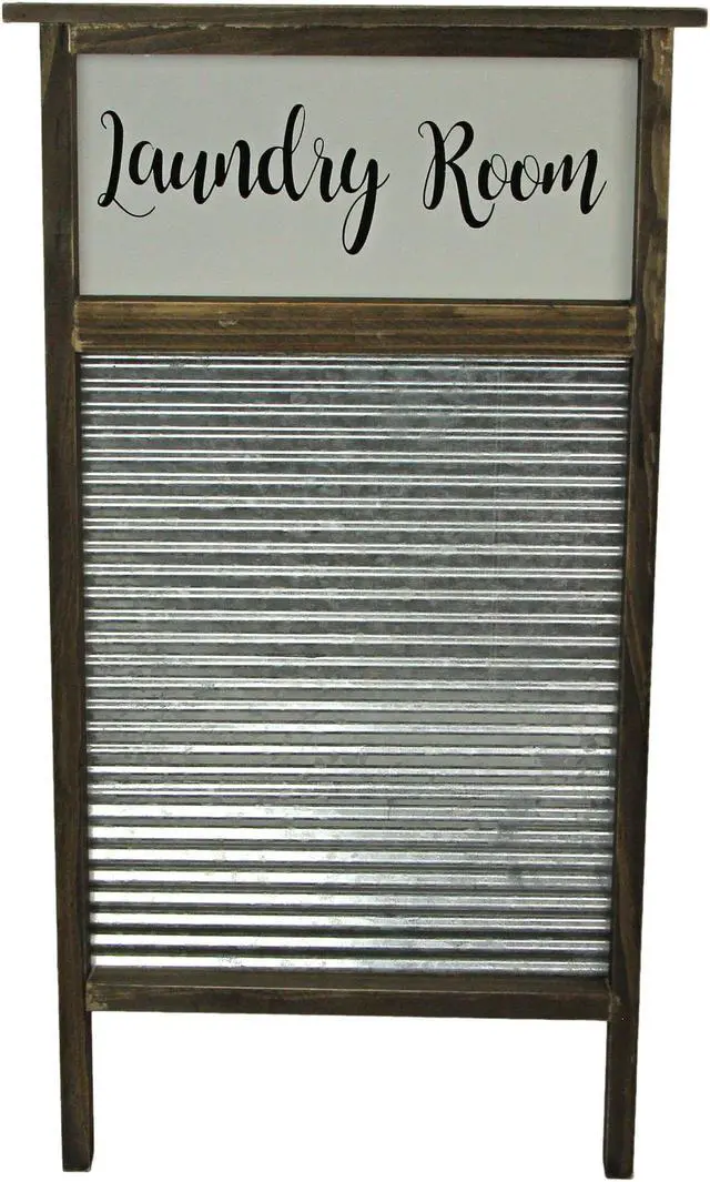 Main image of Vintage-Inspired Wood and Metal Washboard Wall Décor, 24 Inches High - Add Rustic Charm to Your Laundry Room with Antique Fashion and Farmhouse Elegance