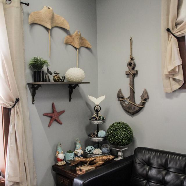 Alt view image 4 of 7 - Large 24"x16" Ship Anchor & Rope Wall Hanging - Hand-Stained Brown Finish for Nautical Elegance - Easy Installation - Captivating Maritime Or Beach Decor