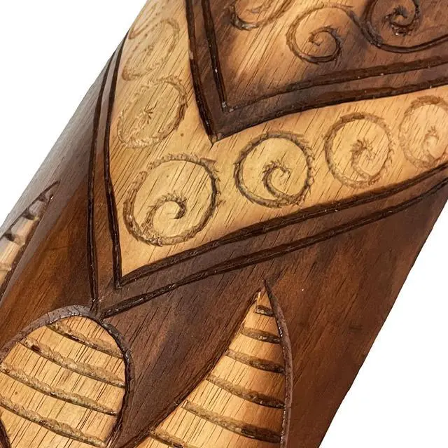 Alt view image 3 of 6 - Set of 3 Exquisite 24-Inch High Hand-Carved Tiki Mask Wall Hanging Sculptures - Artisan Crafted - Perfect Polynesian Designs for Tropical Beach Home Decor