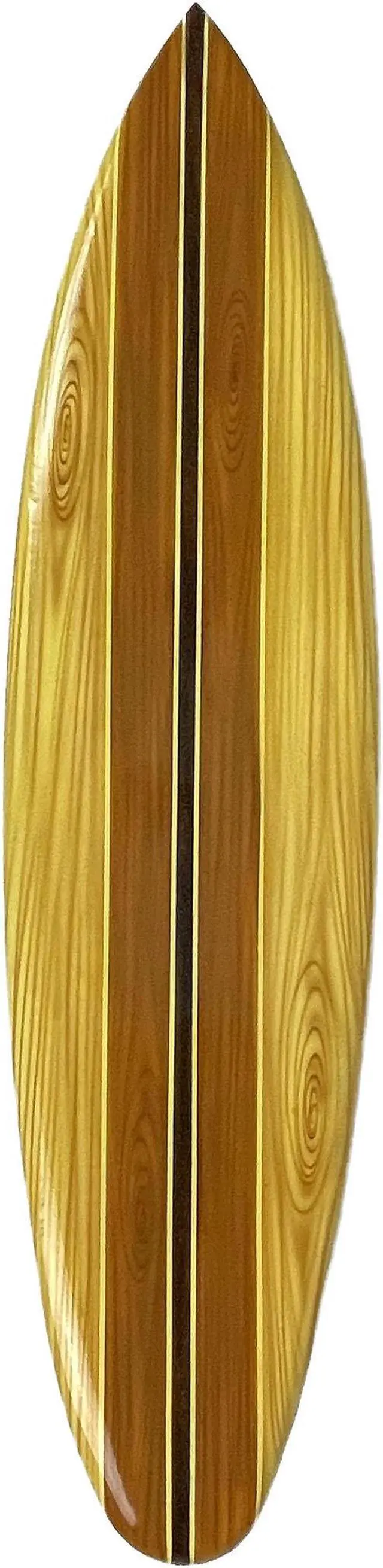 Main image of 39 Inch Nautical Wooden Surfboard Wall Art Decorative Hanging Beach House or Coastal Living Décor - Brown