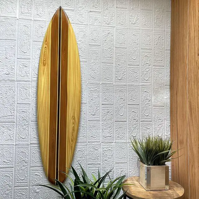Alt view image 4 of 6 - 39 Inch Nautical Wooden Surfboard Wall Art Decorative Hanging Beach House or Coastal Living Décor - Brown