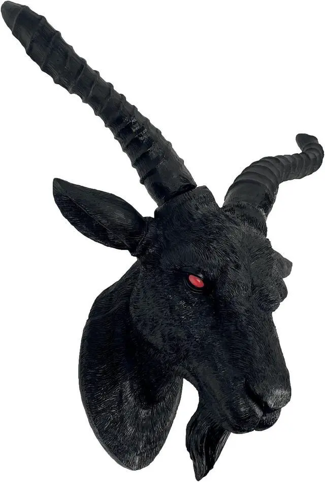 Alt view image 2 of 7 - Black Baphomet Lucifer Supernatural Goat Head Sabbath Occult Wall Hanging Decor