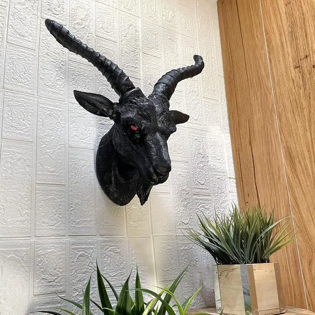Alt view image 6 of 7 - Black Baphomet Lucifer Supernatural Goat Head Sabbath Occult Wall Hanging Decor