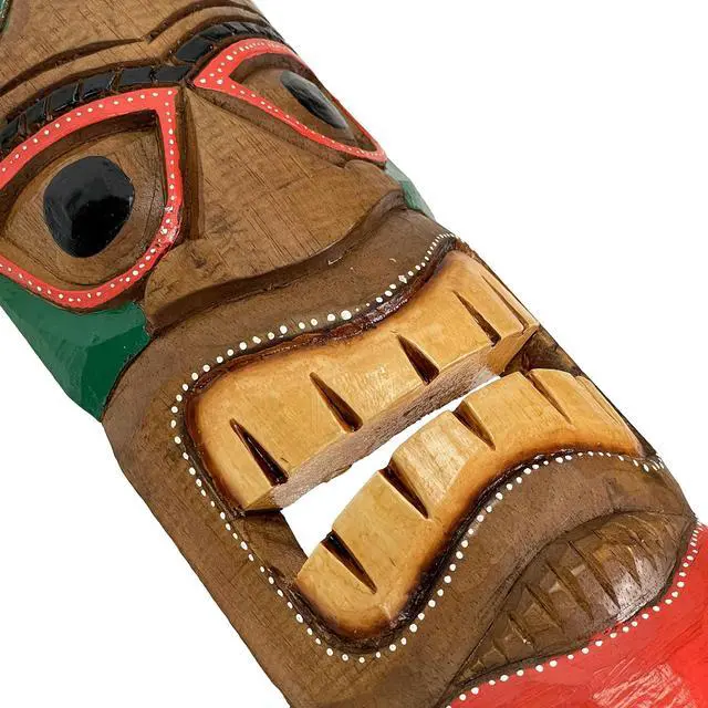 Alt view image 5 of 6 - Set of 5 Colorful Tropical Polynesian Style Wooden Tiki Wall Décor Masks 20 Inch