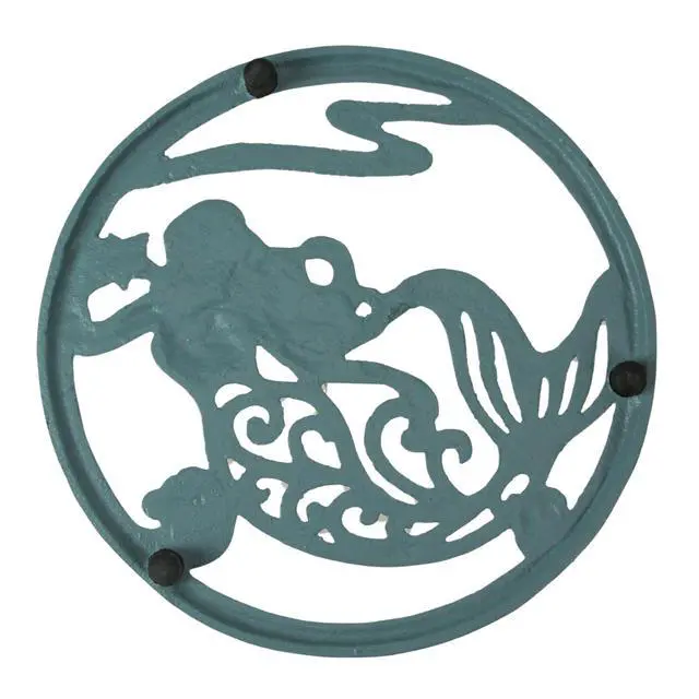 Alt view image 7 of 7 - Set of 3 Cast Iron Trivets, 8 Inch Round Nautical Designs