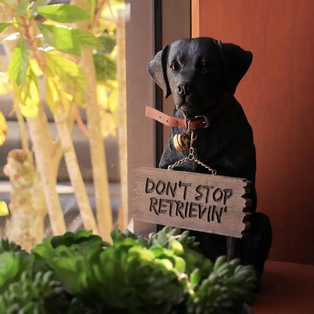 Alt view image 7 of 7 - Charming Black Labrador Indoor Outdoor Welcome Statue: Lifelike Canine Companion with Reversible Message Sign for Heartwarming Greetings and Playful Decor