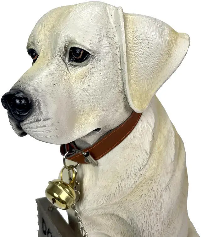 Alt view image 3 of 7 - Labrador Retriever Garden Statue with Reversible Welcome Sign, Resin Dog Figurine, Hand-Painted Lab Decor for Lawn, Porch, or Entryway, 13.5 Inch High, Dont Stop Retrievin & Lab Lovers Welcome