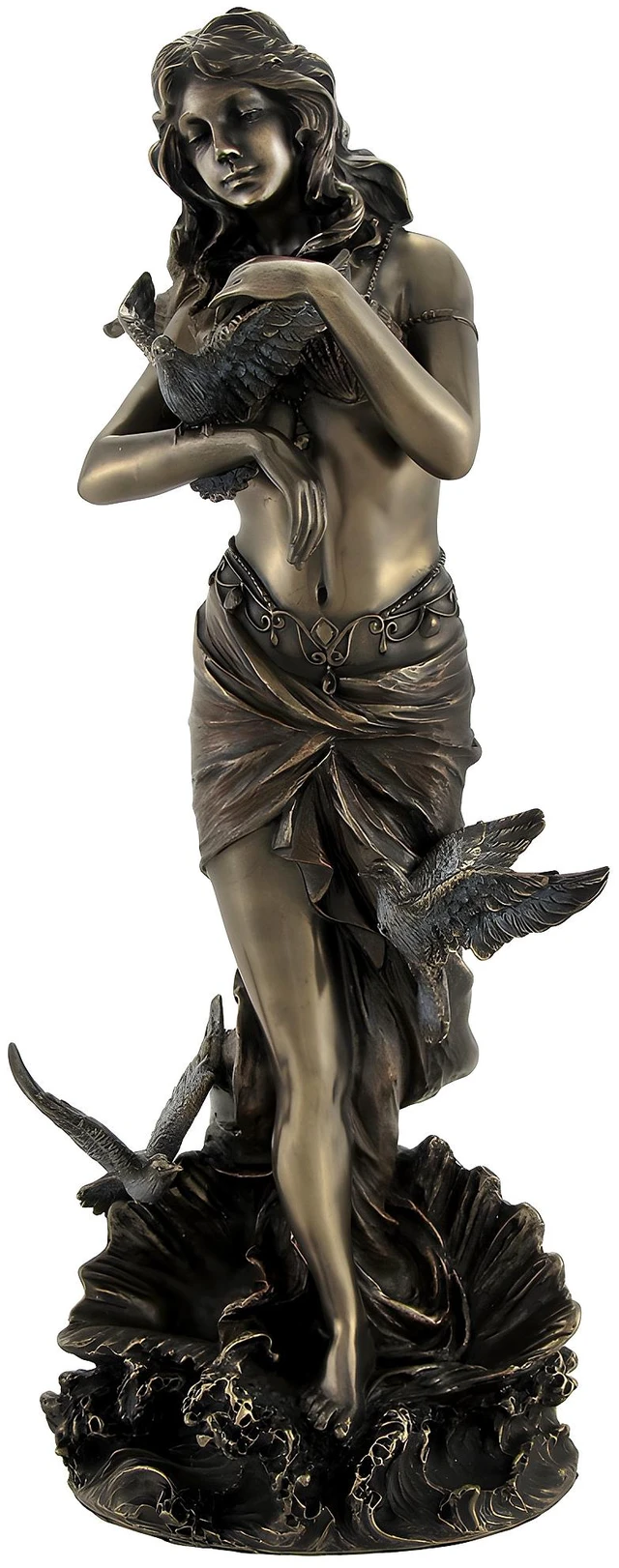 Main image of Bronzed Aphrodite with Doves on Scallop Shell Statue