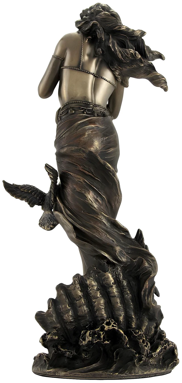 Alt view image 2 of 4 - Bronzed Aphrodite with Doves on Scallop Shell Statue