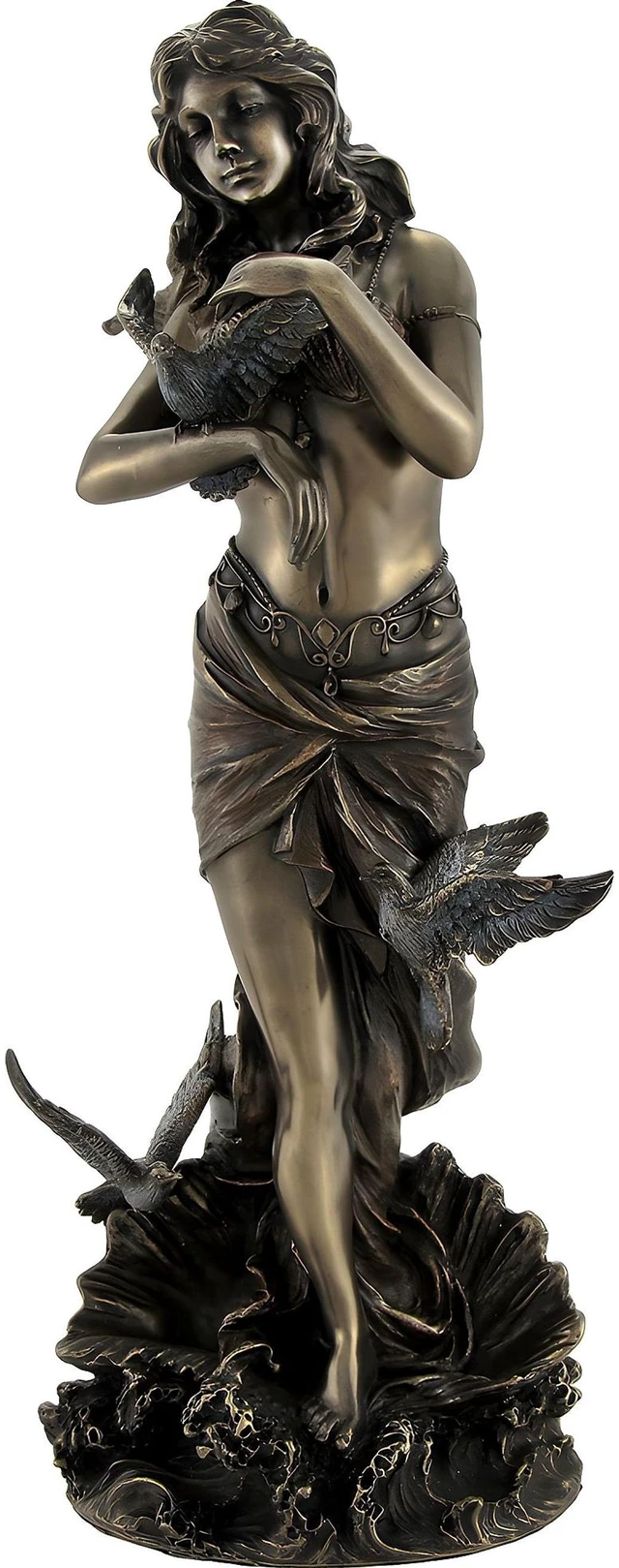 Main image of Bronzed Aphrodite with Doves on Scallop Shell Statue
