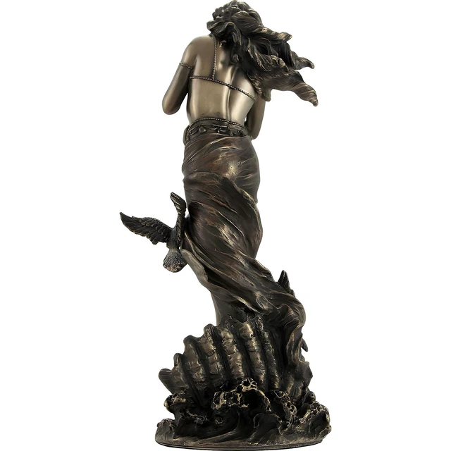 Alt view image 2 of 4 - Bronzed Aphrodite with Doves on Scallop Shell Statue
