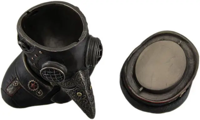 Alt view image 2 of 4 - Steampunk Plague Doctor Antique Bronze Finish Trinket Box