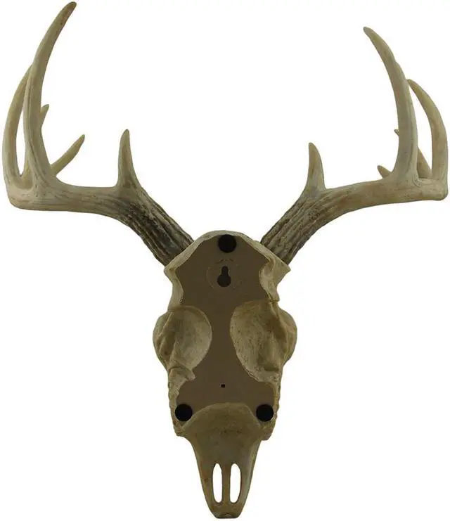 Alt view image 3 of 4 - Little Bucky - 15-Inch Wall Mounted Faux Deer Skull With 10-Point Antlers - Hand-Painted Aged Finish - Lodge or Western Charm for Your Rustic Living Space