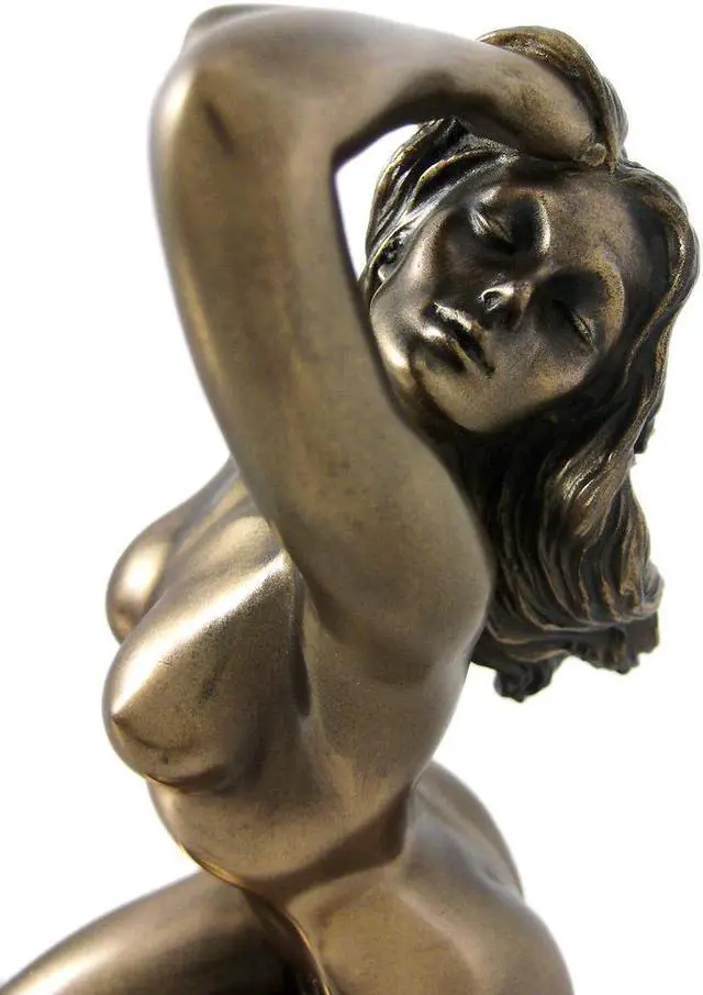 Alt view image 4 of 4 - Bronzed Finish Nude Woman Statue Figure Erotic Art
